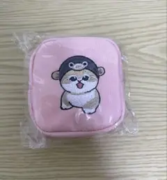 mofusand カラビナつき刺繍スクエアミニポーチ　ピンク