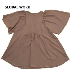 GLOBAL WORK フレアスリーブ チュニック ブラウス Fサイズ ベージュ
