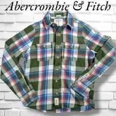 美品✨Abercrombie & Fitch✨チェック柄長袖シャツ ロゴボタン