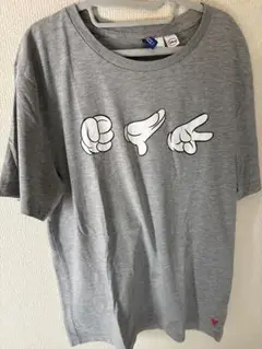 H&M ミッキー ハンドサイン じゃんけん Tシャツ グレー ディズニー