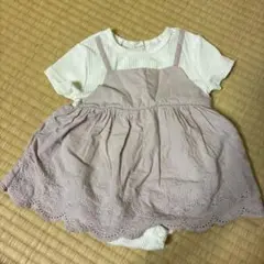 くすみピンク 半袖 ワンピース 70