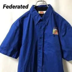 N-4739 Federated アメリカ古着 ワークシャツ 半袖 企業ロゴ M