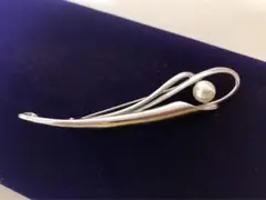 【美品】パール ブローチ アコヤ本真珠 シルバー
