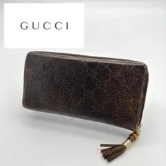 ✨美品✨️ GUCCI 長財布 バンブータッセル GG柄 レザー ブラウン