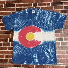 《タイダイデザイン》海外古着ギルダンカラフルTシャツ半袖サイズL
