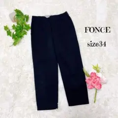 フォンセ スラックス クロップドパンツ【34】ストレッチ ブラック kb258