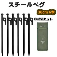 ペグ スチール 30cm 6本 ソリッド テント テーク 収納袋付き
