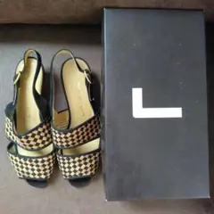 ★サマーセール中古品LANCEL★ )チェック柄オープントゥサンダル　箱付き