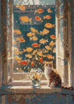窓辺の金魚 ダイヤモンドペインティング 約30x40cm