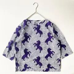 美品　希少 日本製　プティットアフリケーヌ アート馬柄　アフリカンバティック 綿