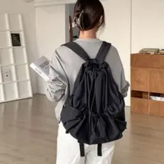 ブラックナイロンリュック・ドローストリング