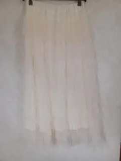 オフホワイトチュールロングスカート