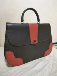 henry cuir ダークブラウン オレンジ バッグ