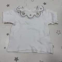 【80cm】Cottoli 星柄刺繍　襟口フリルTシャツ