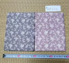 ダブルガーゼ　バラ柄　くすみピンク、グレー　各1m　計2m