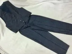 大島紬◆パンツ+ベスト◆高級手織 藍染 セットアップ ハンドメイド 着物 古布