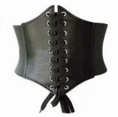 再販★新品未使用！トレンド　おしゃれな編み上げコルセットベルト　ブラック