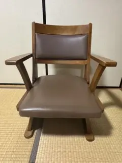 ダークブラウン　こたつ椅子　ダイニングチェア　回転肘掛け　1