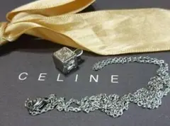 【正規 未使用】CELINE マカダム柄 キューブチャーム /ネックレスチェーン