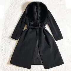 【高級品・美品】アグアマリーナ フォックスファーロングコート カシミヤ65%