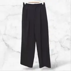 【ローリーズファーム】ストレートパンツ 黒無地(M)ウエストゴム シンプル 下