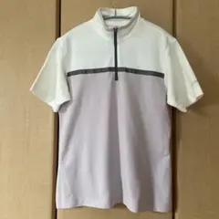 再お値下げ数回着用ELLESSEハーフジップトップス ホワイトラベンダーL日本製