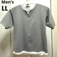 SEASON REASON 重ね着風 Tシャツ LL グレー✕ホワイト