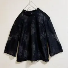 スメラルダ　ブラック　レース　半袖　トップス　エレガント　黒