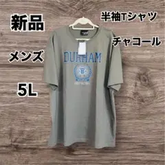 【新品】　メンズ 半袖Tシャツ 5L チャコール カレッジロゴ