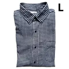 GU ジーユー フランネルシャツ ブラック チェック 長袖 Lサイズ