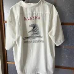 coen 刺繍ハッボウプリントオープンカラーシャツ　アラスカ　ALASKA 白