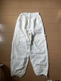 ホワイト カーゴパンツ ゴムウエスト