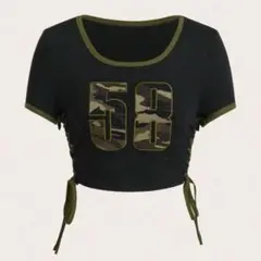 迷彩 クロップド Tシャツ Y2K