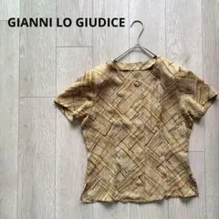 GIANNI LO GIUDICE 幾何学模様 半袖シャツ ベージュ系