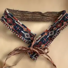 デニム刺繍ベルト　エスニック　オルテガ柄