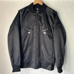 【美品 3XO】アディダス オールブラックス スカジャン 刺繍ロゴ 黒 4L adidas アディダス オールブラックス スカジャン 日本限定 刺繍