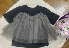 BONLECILL　ブラックTシャツにカーキグレーのフリル　お洒落！！