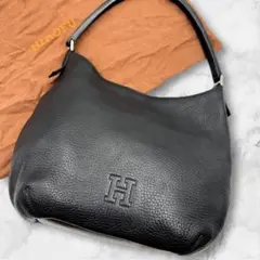 美品✨ヒロフ HIROFU ショルダーバッグ フィーネ　シボ革　ブラック 黒