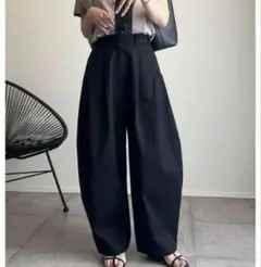 【Eclat one】カーブデザイン ワイド パンツ
