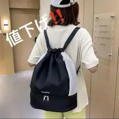 【プールバッグ】　ブラック　プール　海　川遊び　スイミング　リュック