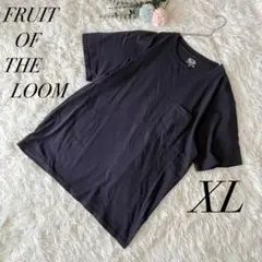 【フルーツオブザルーム】メンズ 半袖 Tシャツ 胸ポケット 黒 ブラック XL