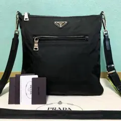 【美品】Prada ナイロン シルバーファスナー ブラック ショルダーバッグ