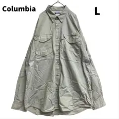 コロンビア 長袖フィッシングシャツ 丈長L PFG ベージュ メッシュ【5210
