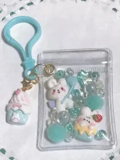 キャンディーバッグキーホルダー うさぎ 水色系
