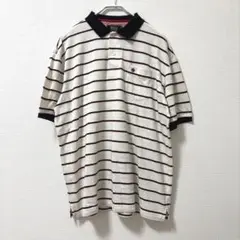 超美品☆POLO／日本：2XL／ポロシャツ／ブラック／レッド／ホワイト／ボーダー