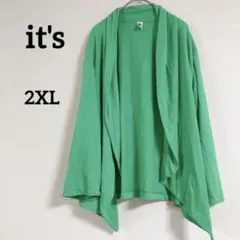 即購入OK✨it's【2XL】グリーン カーディガン 羽織物 トップス