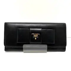 PRADA(プラダ) 長財布 - 黒 リボン レザー