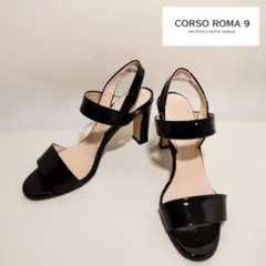 CORSO ROMA9/コルソローマ9 黒サンダル エナメル