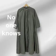 NO one knows★グリーン シャツワンピース 長袖 ボリューム ギャザー