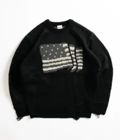 WISHFOREVER DAMAGE FLAG KNIT/ダメージフラッグニット